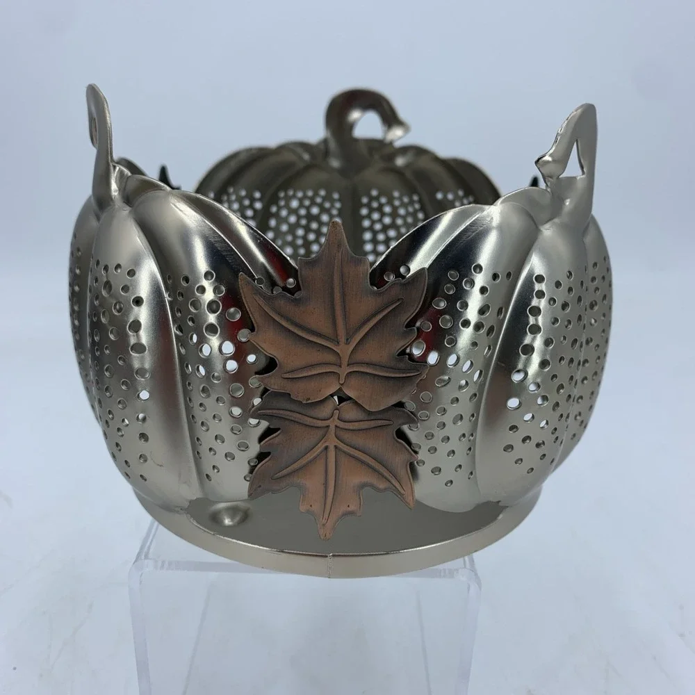 Discontinued‎ Bath Body Works Perforated Metal Pumpkin Leaves Fall Candle Holder